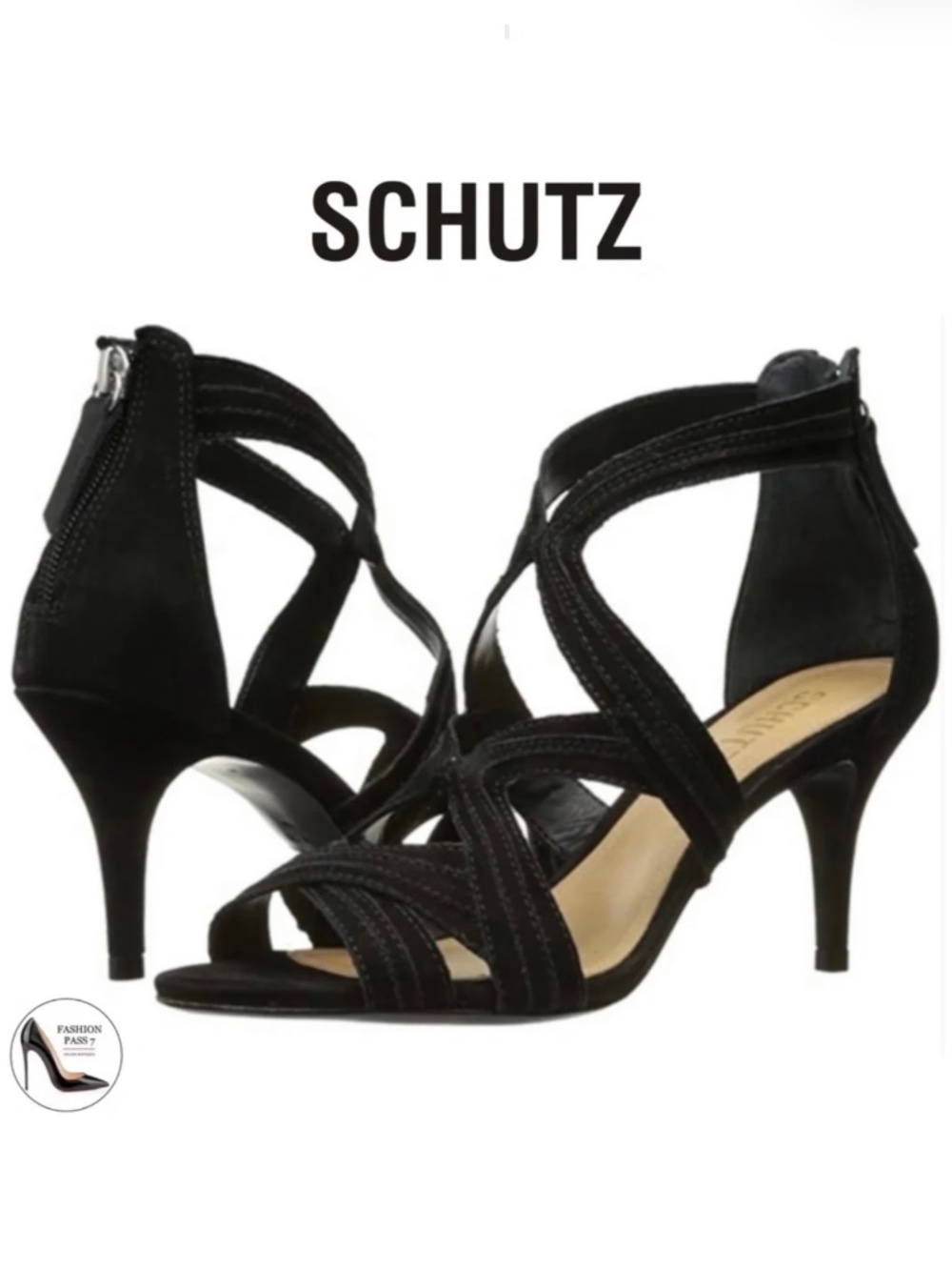 Schutz Cayenne Black Suede Stiletto Heel Pump Ankle Strap Dtress Shoe Sandals 10